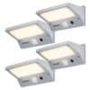 4x Burley - LED Solar Wandlamp met bewegingssensor en schemerschakelaar - 3 lichtstanden - 21LEDs - 3000K - IP65 Waterdicht - Solar buitenlamp | HOFTRONIC