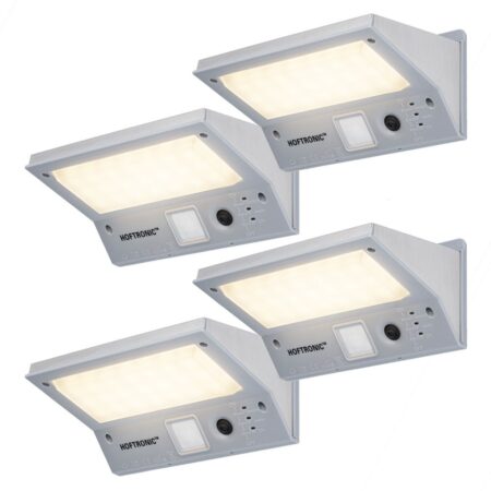 4x Burley - LED Solar Wandlamp met bewegingssensor en schemerschakelaar - 3 lichtstanden - 21LEDs - 3000K - IP65 Waterdicht - Solar buitenlamp | HOFTRONIC