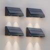 4x Mikey - Solar Wandlamp - Downlight - 3000K Warm wit - Zwart - Schuttingverlichting op zonne energie | HOFTRONIC