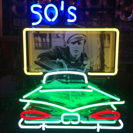 50's Drive In Wild One neon met bord 51 x 61 cm | Real Neon Art