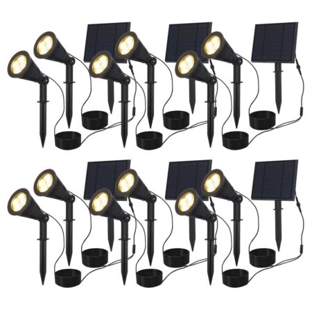 6 Sets van 2 Bend solar prikspots met los zonnepaneel - Incl. schemerschakelaar - 3000K warm wit - 2 lichtstanden - 200lm - 6-9 uur brandtijd - IP65 waterdicht | HOFTRONIC
