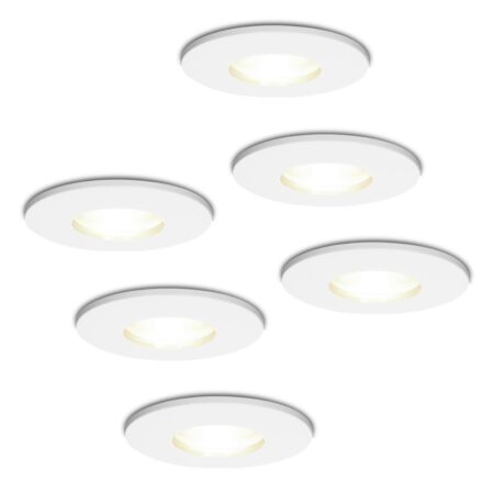 6x Barcelona LED Inbouwspots - Dimbaar - 4 Watt 4000K Neutraal Wit - GU10 Fitting - IP44 - Wit - Voor binnen