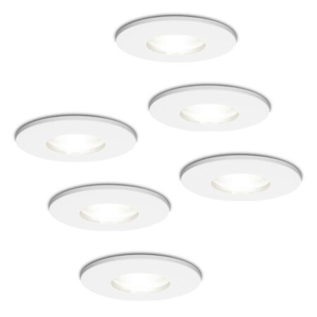 6x Barcelona LED Inbouwspots - Dimbaar - 4 Watt 6500K Daglicht wit - GU10 Fitting - IP44 - Wit - Voor binnen