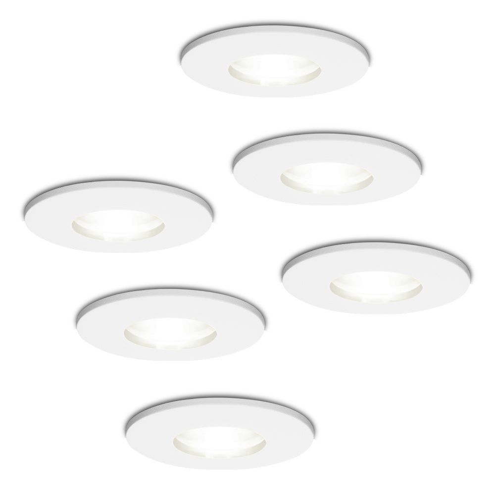 6x Barcelona LED Inbouwspots - Dimbaar - 4 Watt 6500K Daglicht wit - GU10 Fitting - IP44 - Wit - Voor binnen