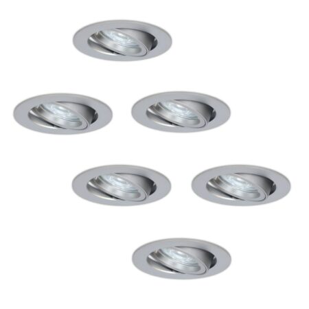6x Jose LED Inbouwspots - 4W 450 Lumen - 6500K - Kantelbaar - RVS | HOFTRONIC