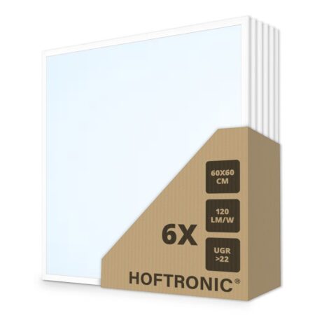 6x LED Paneel - 60x60 cm - 36 Watt - 4320lm (120lm/W) - 6000K daglicht wit - Flikkervrij - UGR22 - 50.000 branduren - Incl. Philips Certa Drive driver | HOFTRONIC