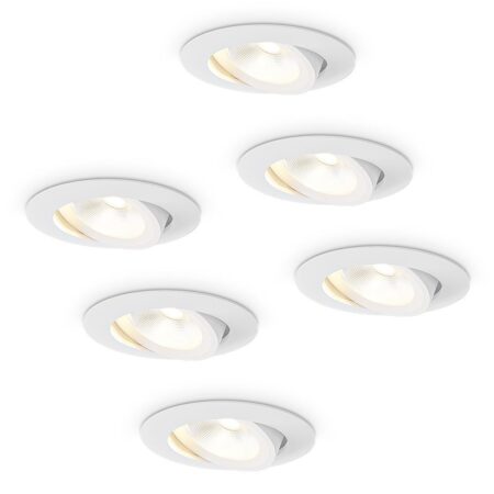 6x Lugo LED Inbouwspots - Wit - Dimbaar - 5 Watt 450 Lumen - 2700K Warm Wit Licht - Kantelbaar - IP65 - Voor Binnen & Buiten | HOFTRONIC