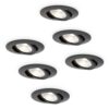 6x Lugo LED Inbouwspots - Zwart - Dimbaar - 5 Watt 450 Lumen - 2700K Warm Wit Licht - Kantelbaar - IP65 - Voor Binnen & Buiten | HOFTRONIC