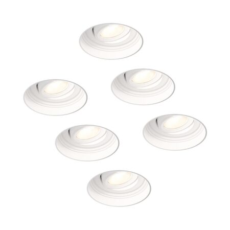 6x Lugo LED inbouwspots Trimless - Wit - Dimbaar - 5 Watt 450 Lumen - 2700K Warm Wit Licht - Kantelbaar - IP65 - Voor Binnen & Buiten | HOFTRONIC
