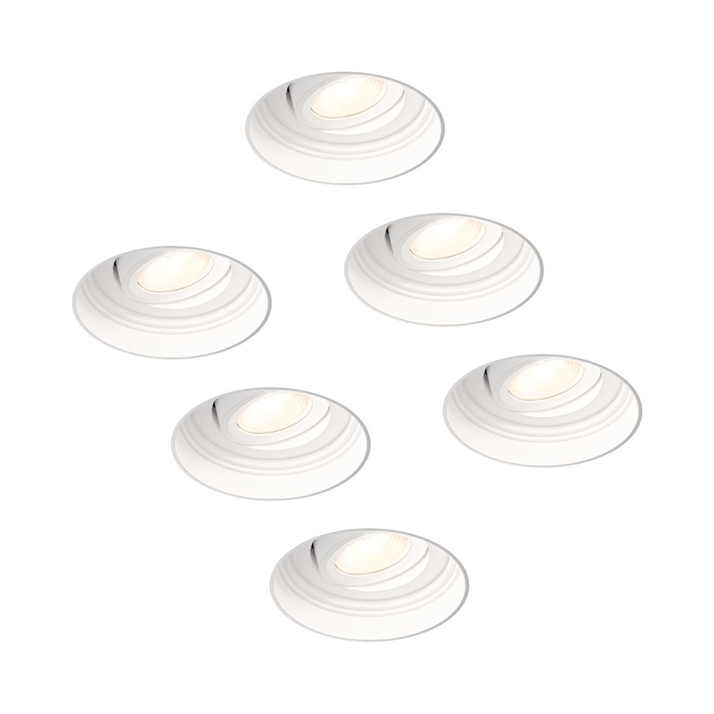6x Lugo LED inbouwspots Trimless - Wit - Dimbaar - 5 Watt 450 Lumen - 2700K Warm Wit Licht - Kantelbaar - IP65 - Voor Binnen & Buiten | HOFTRONIC