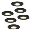 6x Porto LED Inbouwspots - Dimbaar - 4 Watt 4000K - Neutraal Wit - IP44 Zwart | HOFTRONIC
