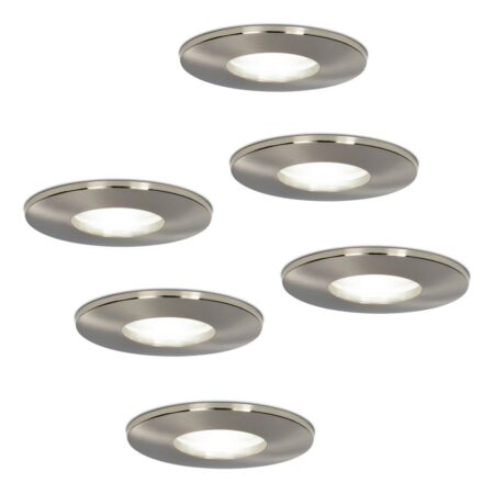 6x Vegas LED Inbouwspots - Dimbaar - 4 Watt 6500K Daglicht wit IP44 Aluminium geborsteld - Voor binnen