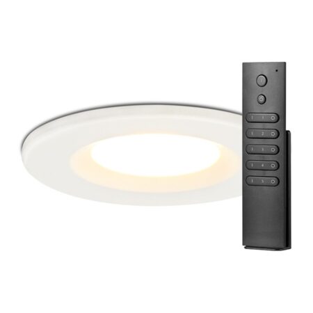 6x Venezia LED inbouwspots - Wit - Dimbaar - 6 Watt 650 lumen - 2700K warm wit - IP65 waterdicht - Inclusief Afstandsbediening - Verandaspots - lage inbouwdiepte | HOFTRONIC