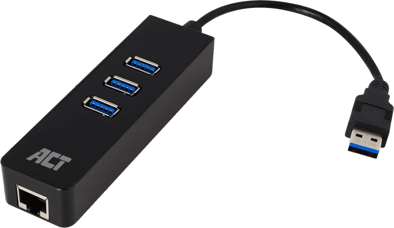 ACT USB Hub 3.2 met 3 USB-A poorten en ethernet