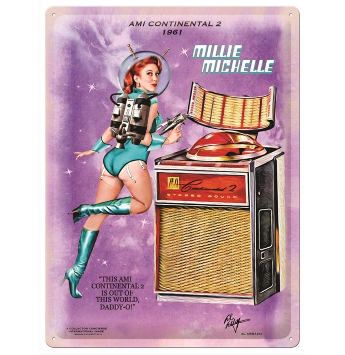AMI Continental 2 Jukebox - Millie Michelle - Metalen Bord Met Reliëf - 30 x 40 cm | Ami