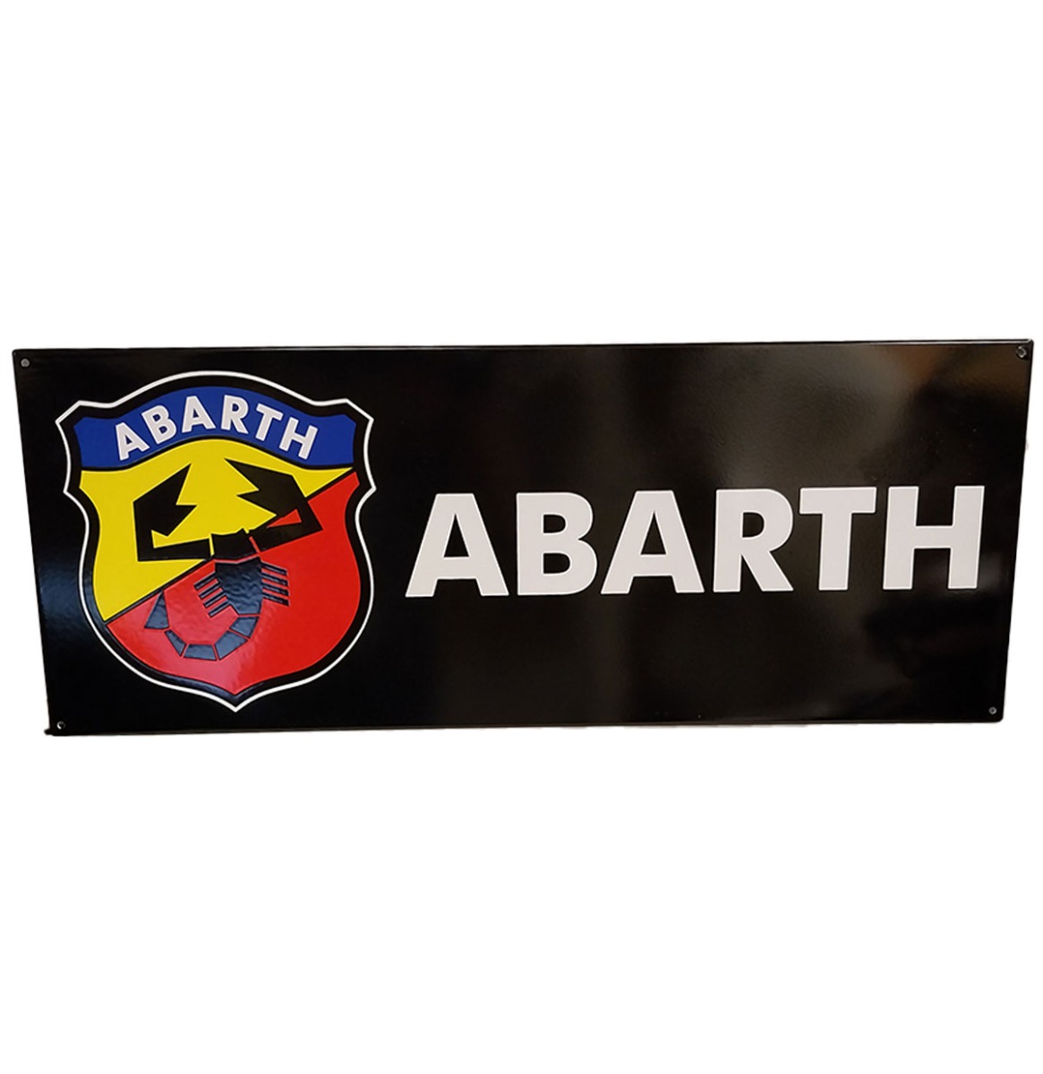 Abarth Logo Zwart Emaille Bord - 90 x 35cm | Fiat