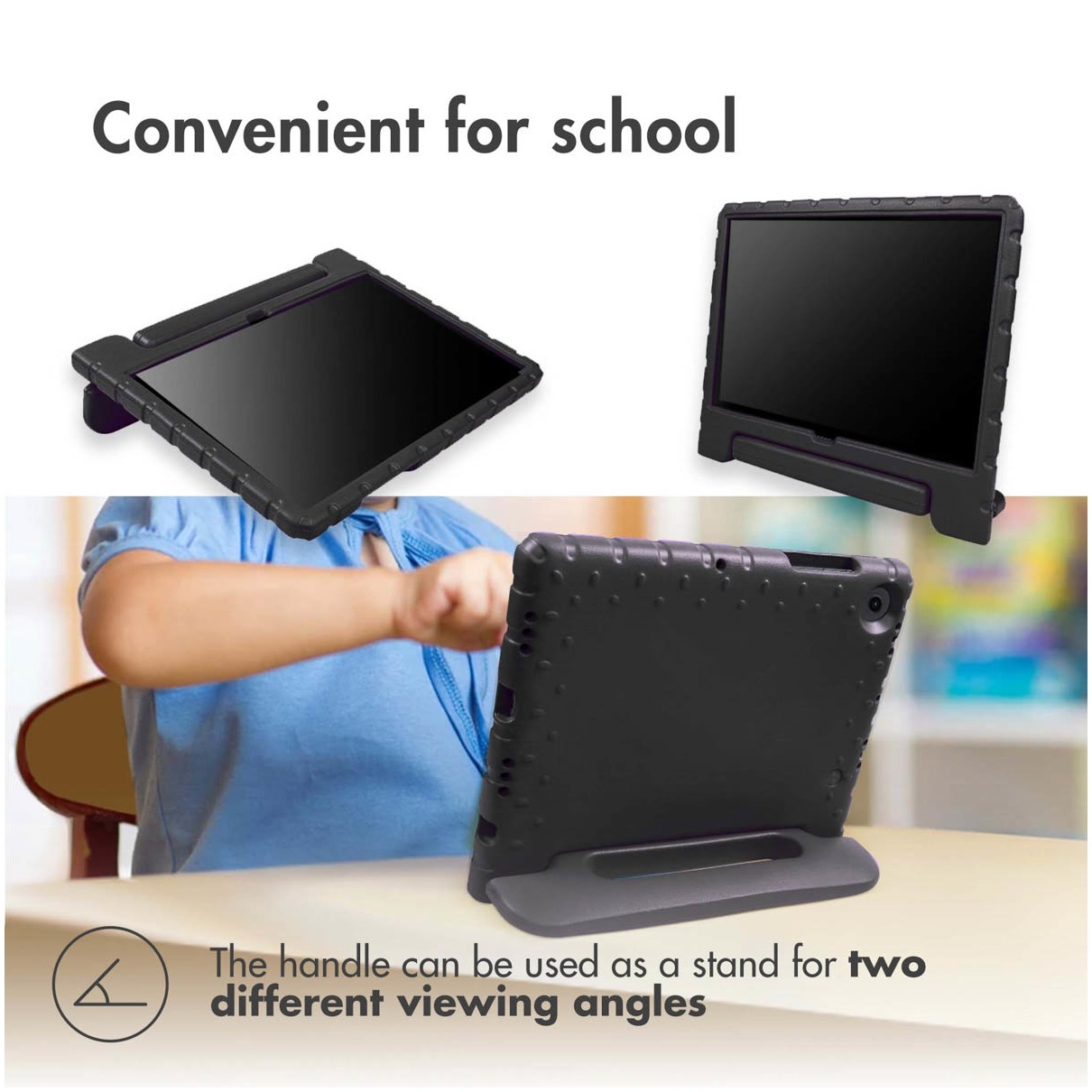 Accezz Kidsproof Backcover met handvat voor de Samsung Galaxy Tab A9 Plus Tablethoesje Zwart | Accezz