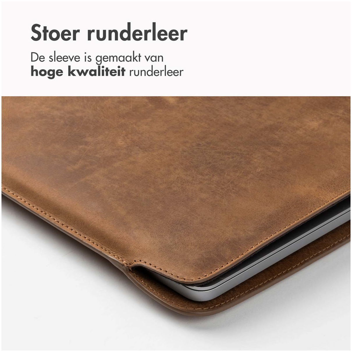 Accezz Leather hoes voor MacBook 15 inch Laptop sleeve Bruin | Accezz