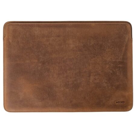 Accezz Leather hoes voor MacBook 16 inch Laptop sleeve Bruin | Accezz