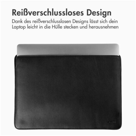 Accezz Leather hoes voor MacBook 16 inch Laptop sleeve Zwart | Accezz
