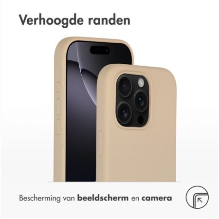 Accezz Liquid Silicone Backcover met MagSafe iPhone 16 Pro Telefoonhoesje Beige | Accezz