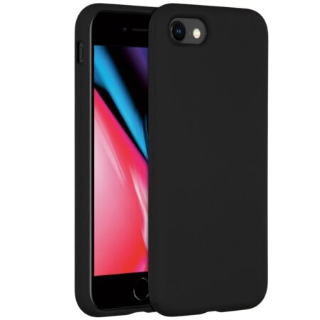 Accezz Liquid Silicone voor Apple iPhone SE (2022 / 2020) / 8 / 7 Telefoonhoesje Zwart | Accezz