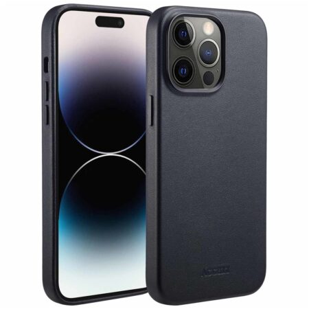 Accezz MagSafe Leather Backcover iPhone 14 Pro Max Telefoonhoesje Zwart | Accezz