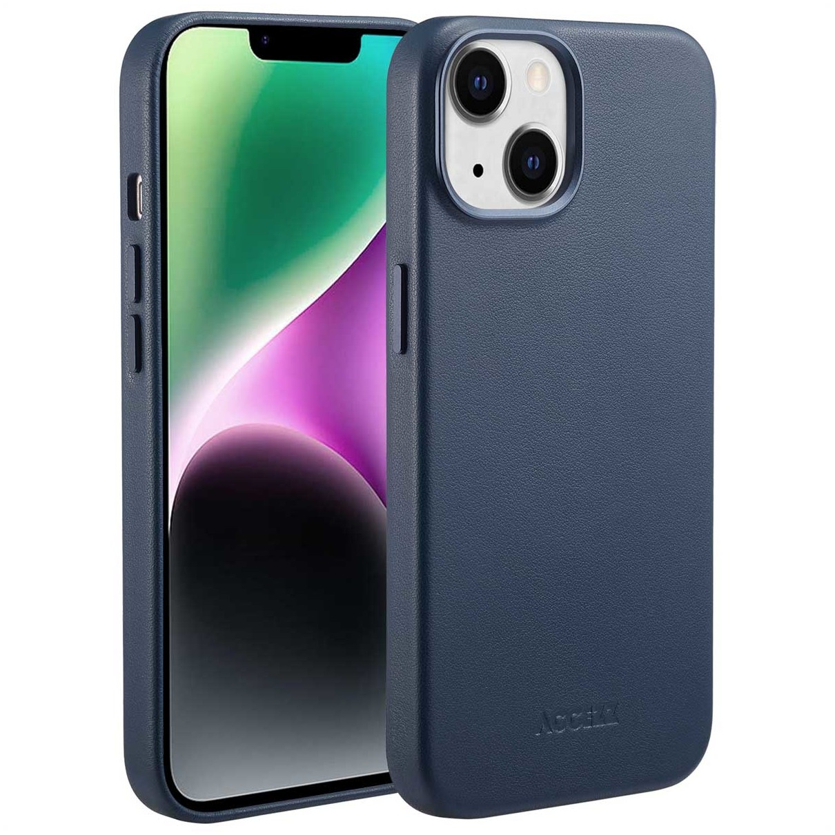 Accezz MagSafe Leather Backcover iPhone 14 Telefoonhoesje Blauw | Accezz