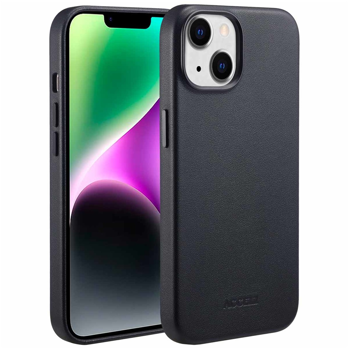 Accezz MagSafe Leather Backcover iPhone 14 Telefoonhoesje Zwart | Accezz