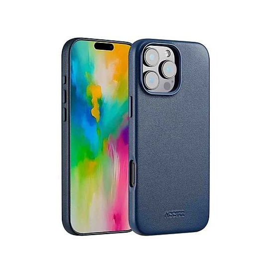 Accezz MagSafe Leather Backcover voor iPhone 16 Pro Max Telefoonhoesje Blauw | Accezz