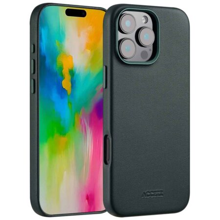 Accezz MagSafe Leather Backcover voor iPhone 16 Pro Max Telefoonhoesje Groen | Accezz