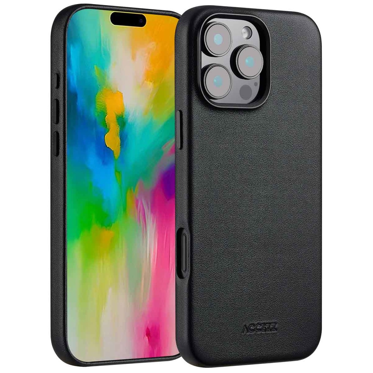 Accezz MagSafe Leather Backcover voor iPhone 16 Pro Max Telefoonhoesje Zwart | Accezz