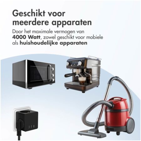 Accezz PowerCube 6-in-1 1x USB-C+2x USB-A+3x stopcontact 4000W Oplader Zwart | Accezz