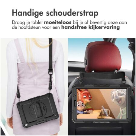 Accezz Rugged Backcover Shoulder Strap voor de Samsung Galaxy Tab S9 FE Plus / Tab S9 Plus Tablethoesje Zwart | Accezz