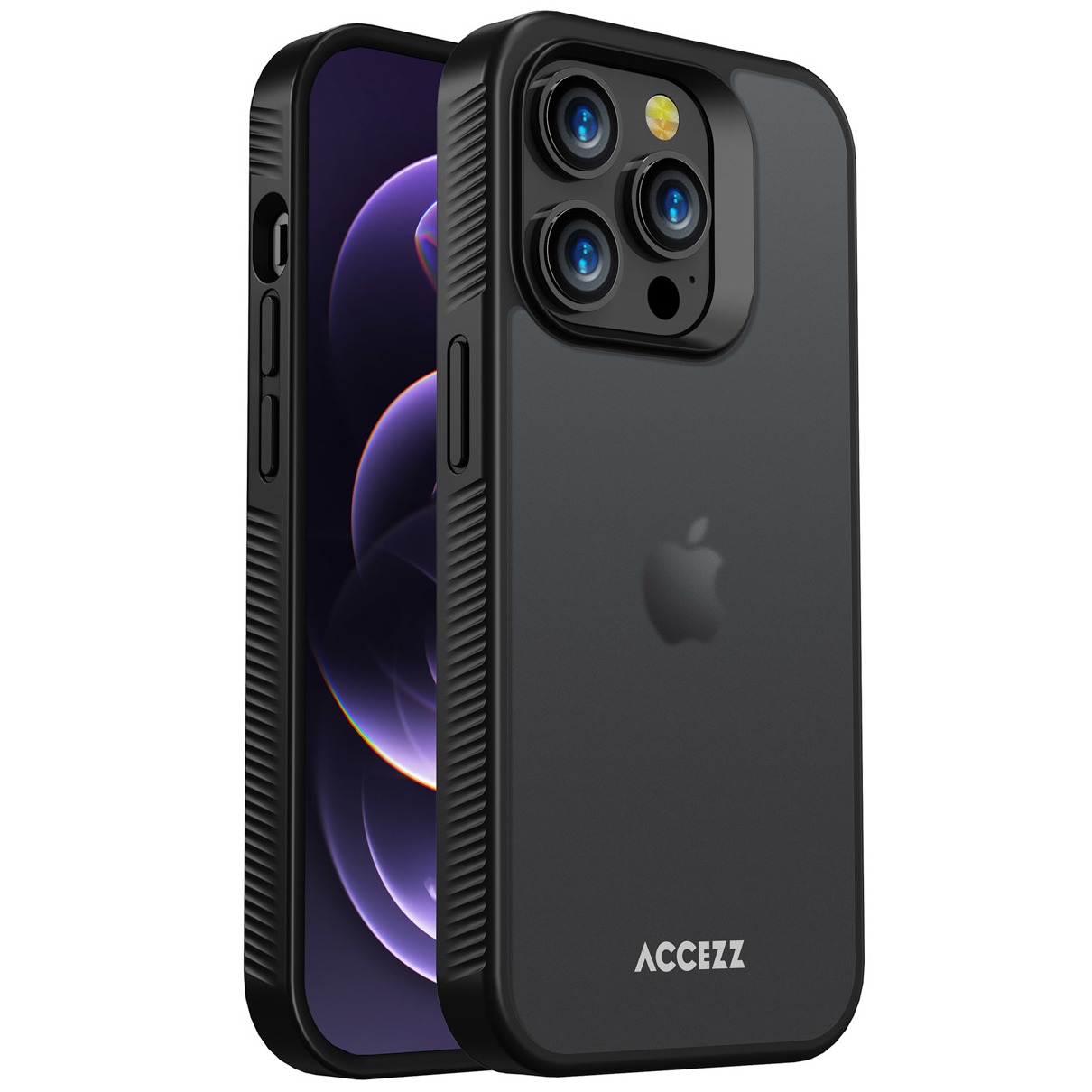 Accezz Rugged Frosted Backcover iPhone 14 Pro Telefoonhoesje Zwart | Accezz