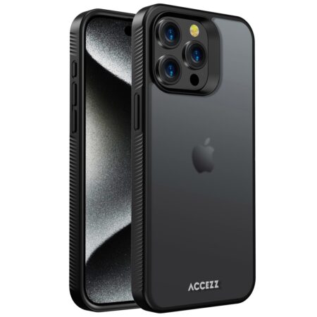 Accezz Rugged Frosted Backcover iPhone 15 Pro Max Telefoonhoesje Zwart | Accezz