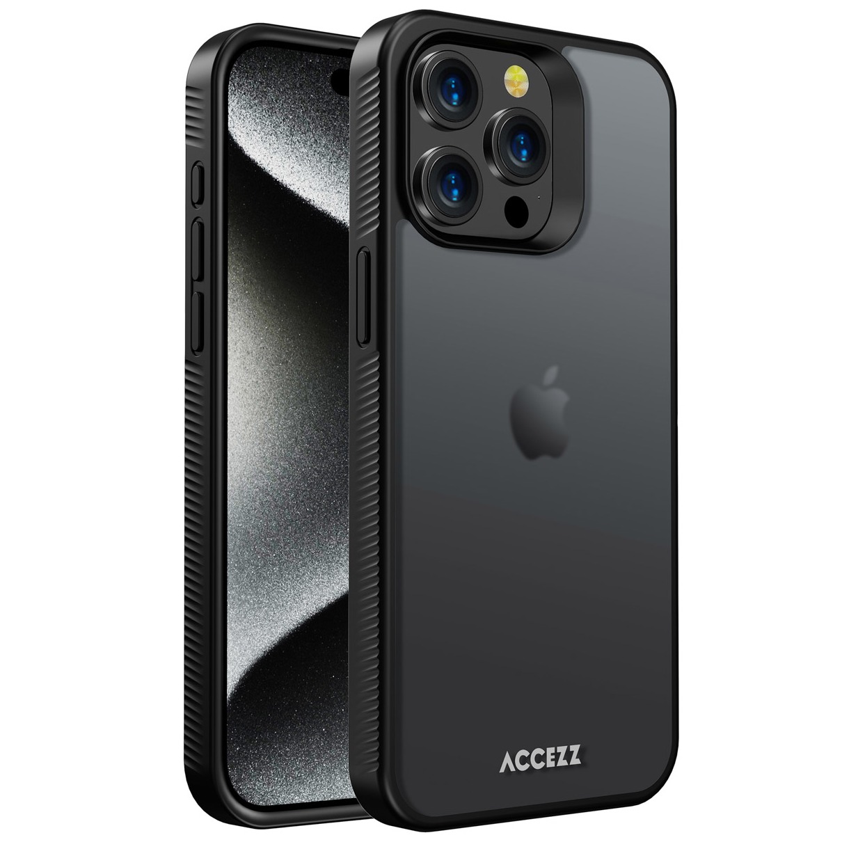 Accezz Rugged Frosted Backcover iPhone 15 Pro Max Telefoonhoesje Zwart | Accezz