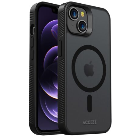 Accezz Rugged Frosted Backcover met MagSafe iPhone 14 Telefoonhoesje Zwart | Accezz