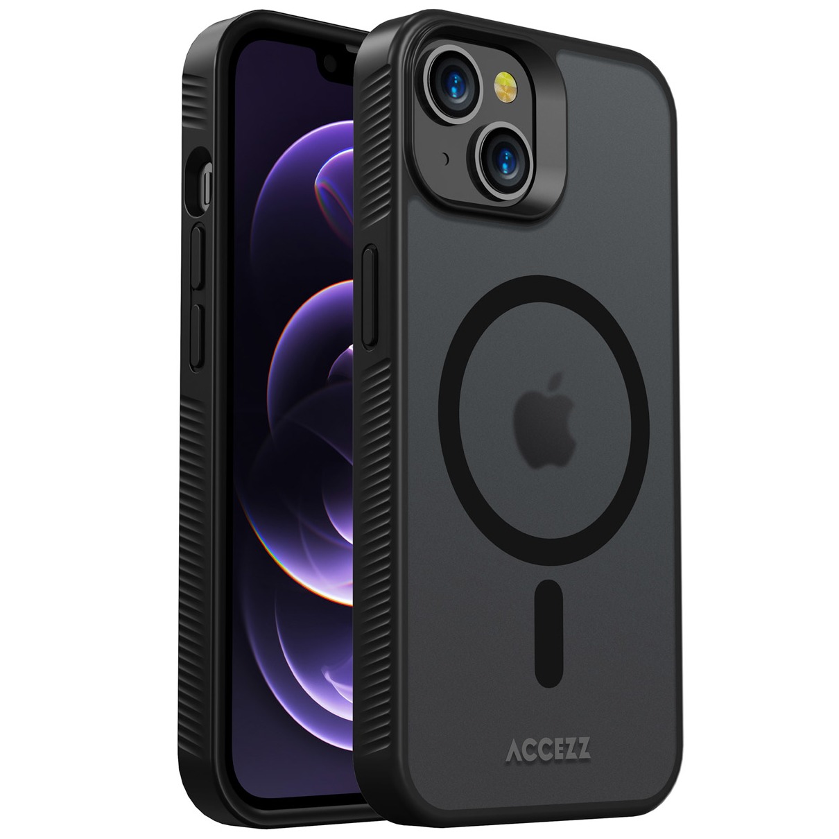 Accezz Rugged Frosted Backcover met MagSafe iPhone 14 Telefoonhoesje Zwart | Accezz