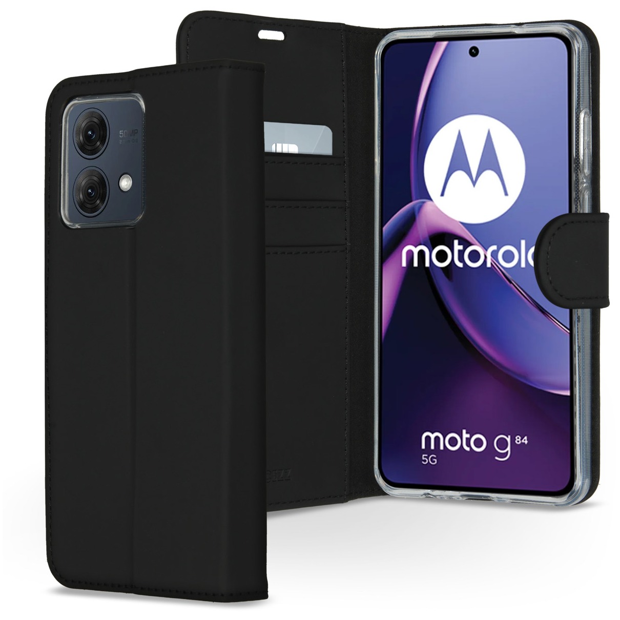 Accezz Wallet Softcase Bookcase Motorola Moto G84 Telefoonhoesje Zwart | Accezz