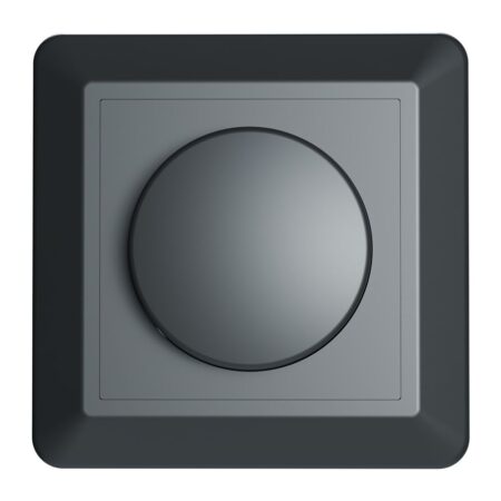 Afdekmateriaal met dimmerknop - Geschikt voor LED Dimmers - Incl. centraalplaat en raamwerk - Druk/draaischakelaar - Mat zwart | HOFTRONIC