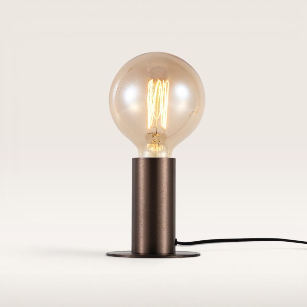 Albedo - Tafellamp Brons Metaal 12 cm - Tafellamp woonkamer - Minimalistisch design - E27 fitting - Met aan/uit-schakelaar | LUSENZ