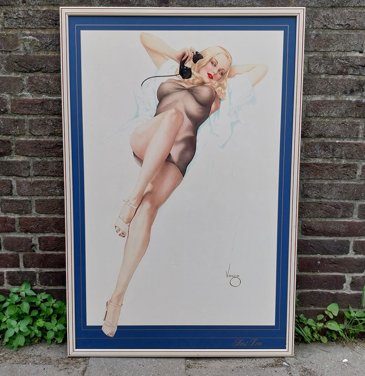 Alberto Vargas "First Love" Pin Up Girl Burlesque Poster Print in Vintage Frame | The Dutch Pickers