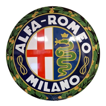 Alfa Romeo Milano Logo Emaille Bord - Ø50cm | Fiftiesstore