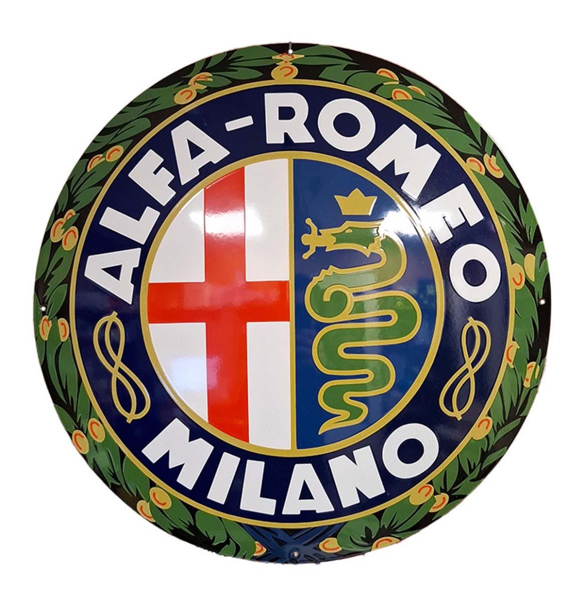 Alfa Romeo Milano Logo Emaille Bord - Ø50cm | Fiftiesstore