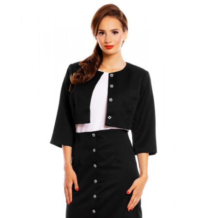 Alice Shrug Button Jacket Black-44 (NL)/ 18 (UK) | 50% korting | Dolly and Dotty