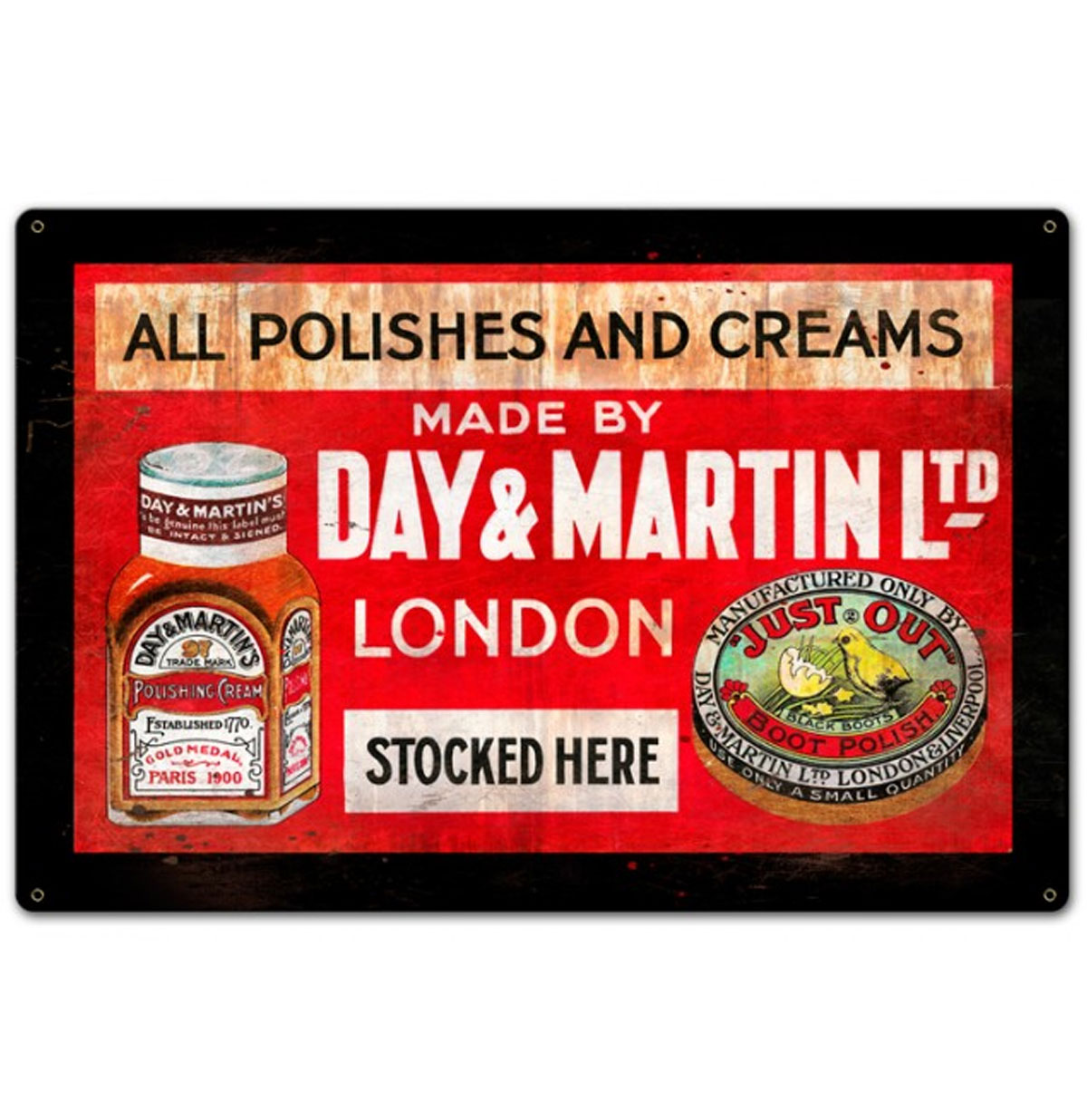 All Polishes And Creams Made By Day & Martin Ltd London Zwaar Metalen Bord 45 x 30 cm | Fiftiesstore