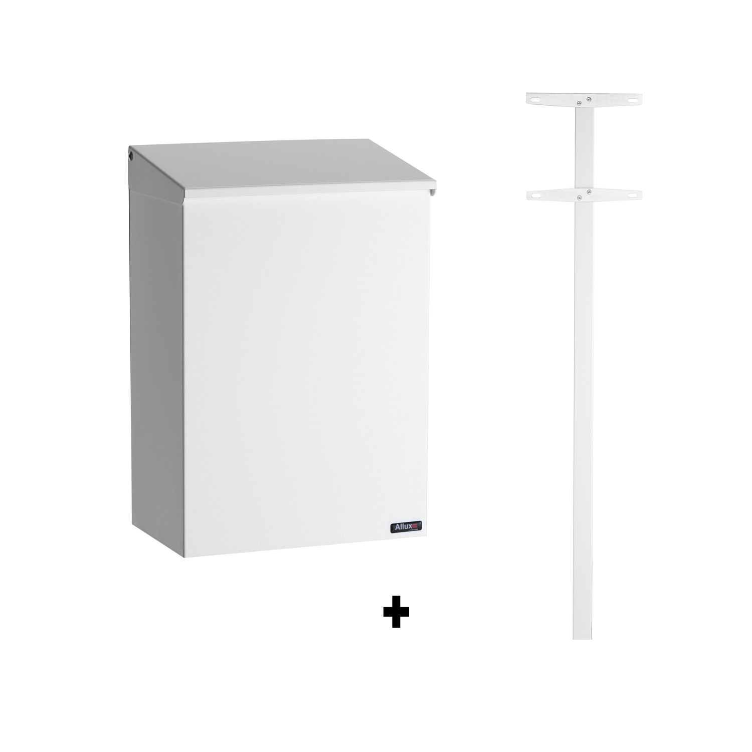 Allux 100 brievenbus zonder slot met paal 1003 staal - wit | Allux