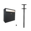 Allux 2500 brievenbus met paal 1003 staal - zwart met RVS klep | Allux