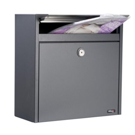 Allux 2500 wandbrievenbus staal - antraciet met RVS klep | Allux